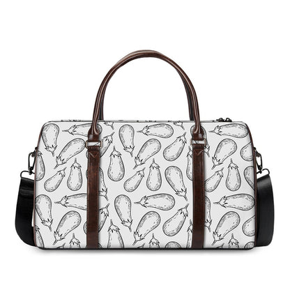 White Eggplant Drawing Print Duffle Bag