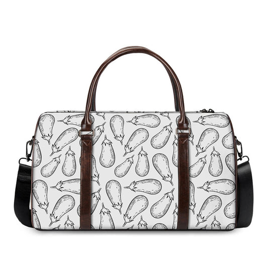 White Eggplant Drawing Print Duffle Bag