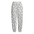 White Eggplant Drawing Print Fleece Lined Knit Pants