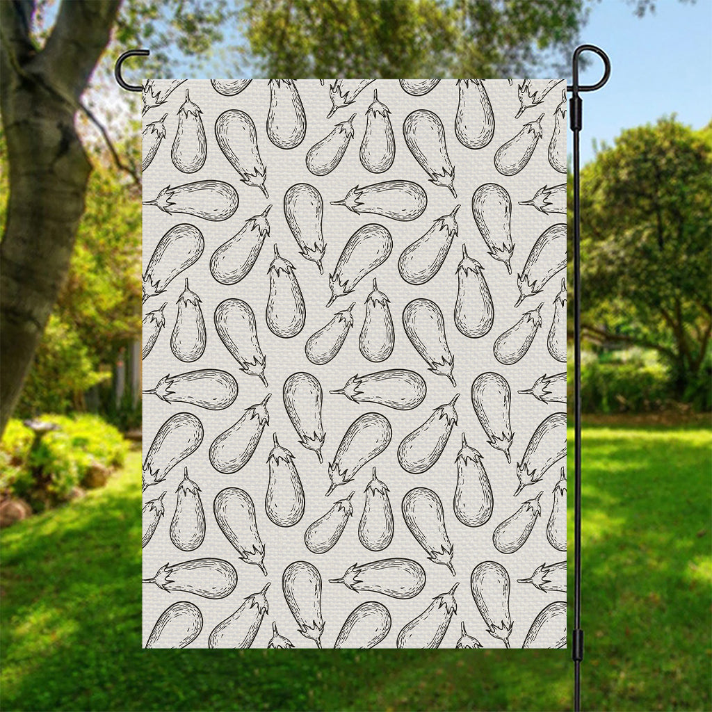 White Eggplant Drawing Print Garden Flag