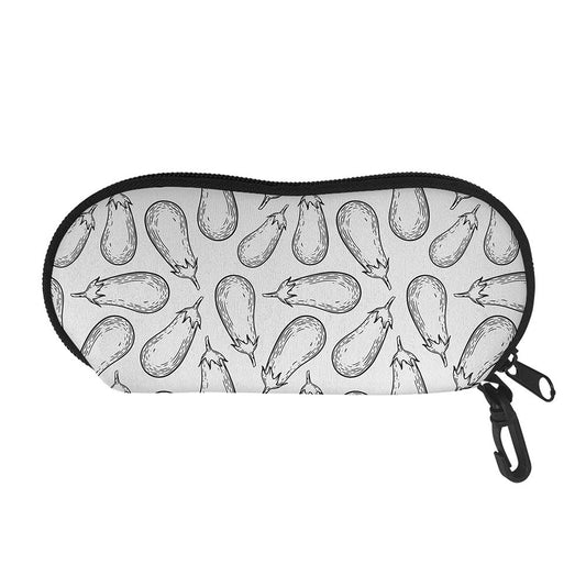 White Eggplant Drawing Print Glasses Case