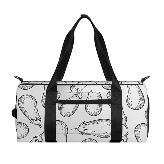 White Eggplant Drawing Print Gym Bag