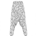 White Eggplant Drawing Print Hammer Pants