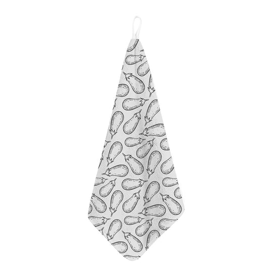 White Eggplant Drawing Print Hand Towel