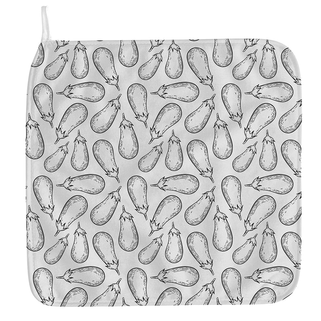 White Eggplant Drawing Print Hand Towel