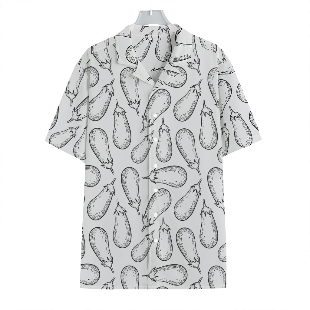 White Eggplant Drawing Print Hawaiian Shirt