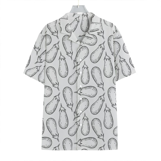White Eggplant Drawing Print Hawaiian Shirt