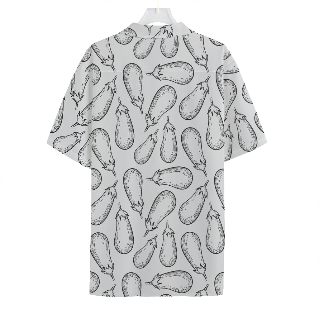 White Eggplant Drawing Print Hawaiian Shirt