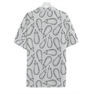 White Eggplant Drawing Print Hawaiian Shirt