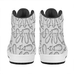 White Eggplant Drawing Print High Top Leather Sneakers