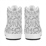 White Eggplant Drawing Print High Top Leather Sneakers
