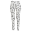 White Eggplant Drawing Print High-Waisted Pocket Leggings