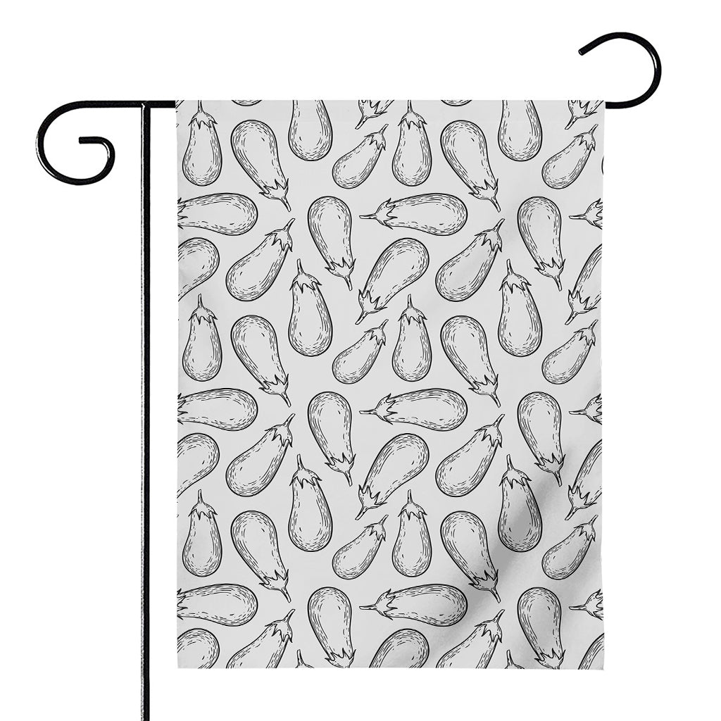 White Eggplant Drawing Print House Flag