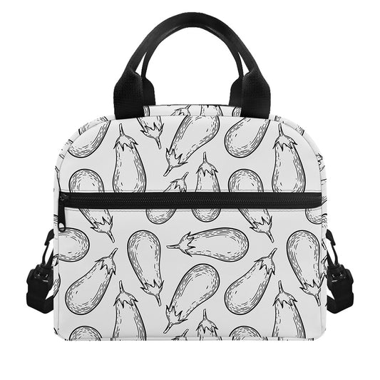 White Eggplant Drawing Print Insulated Lunch Bag