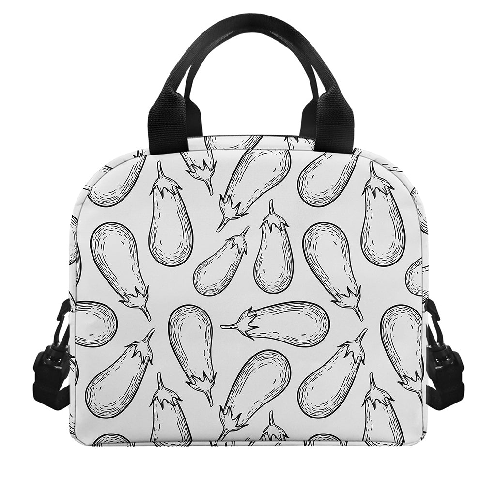 White Eggplant Drawing Print Insulated Lunch Bag