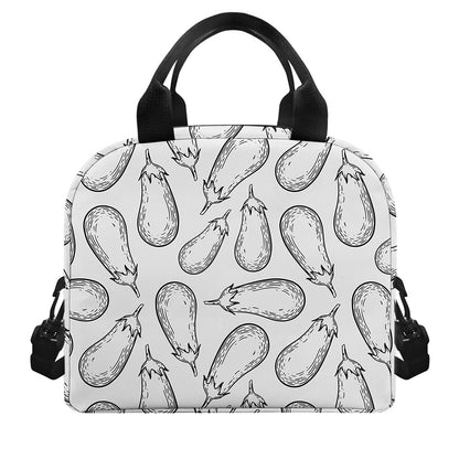 White Eggplant Drawing Print Insulated Lunch Bag