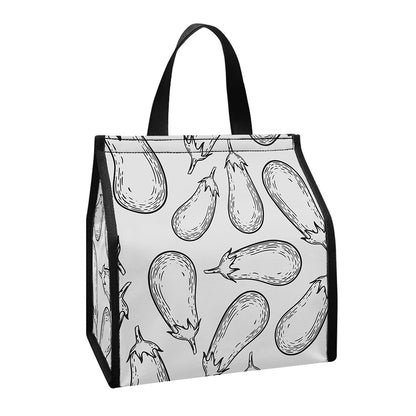 White Eggplant Drawing Print Insulated Lunch Tote