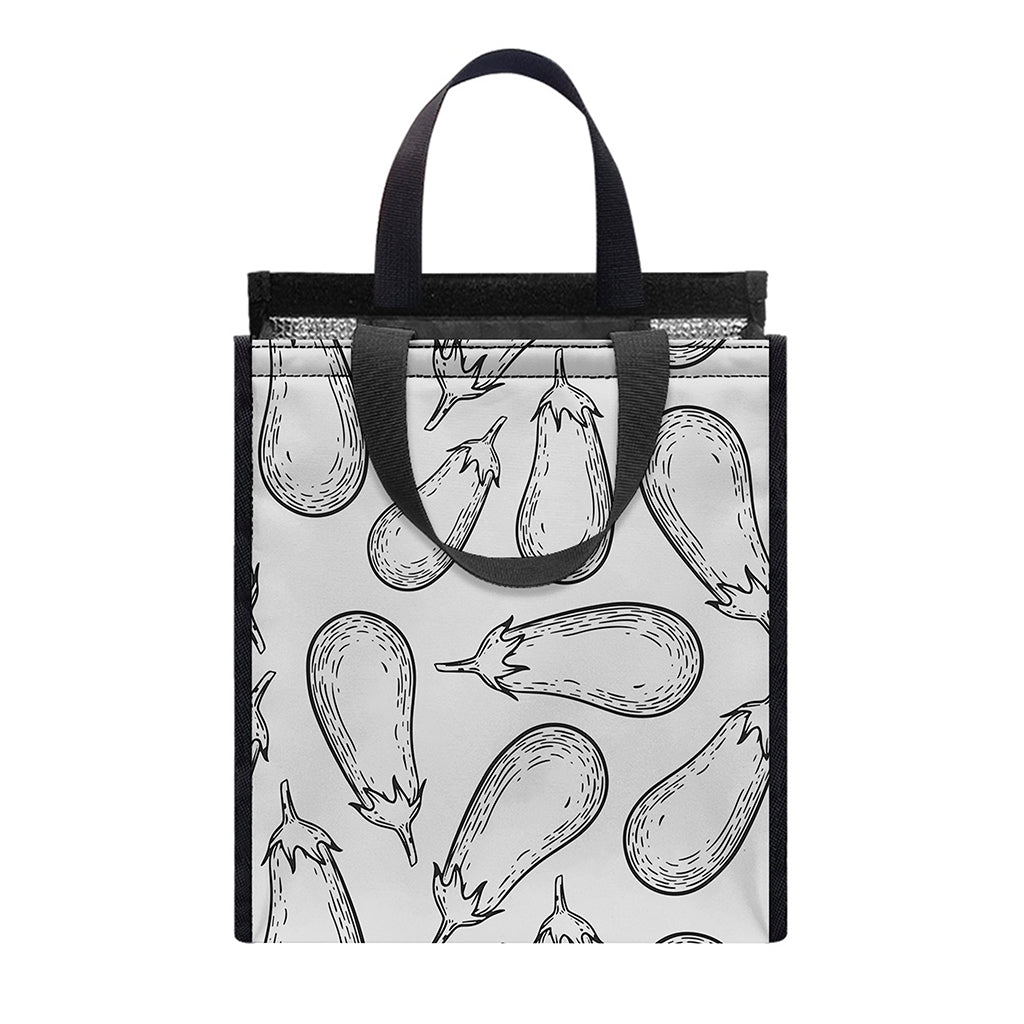 White Eggplant Drawing Print Insulated Lunch Tote