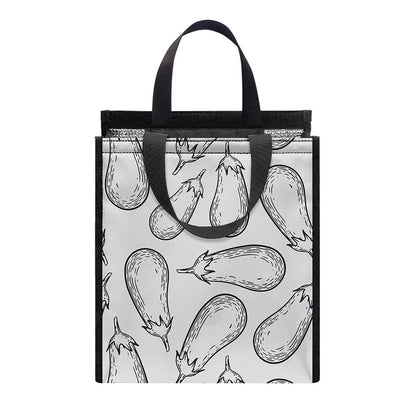 White Eggplant Drawing Print Insulated Lunch Tote