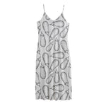 White Eggplant Drawing Print Jersey Midi Cami Dress