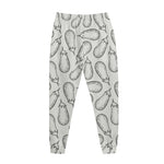 White Eggplant Drawing Print Jogger Pants