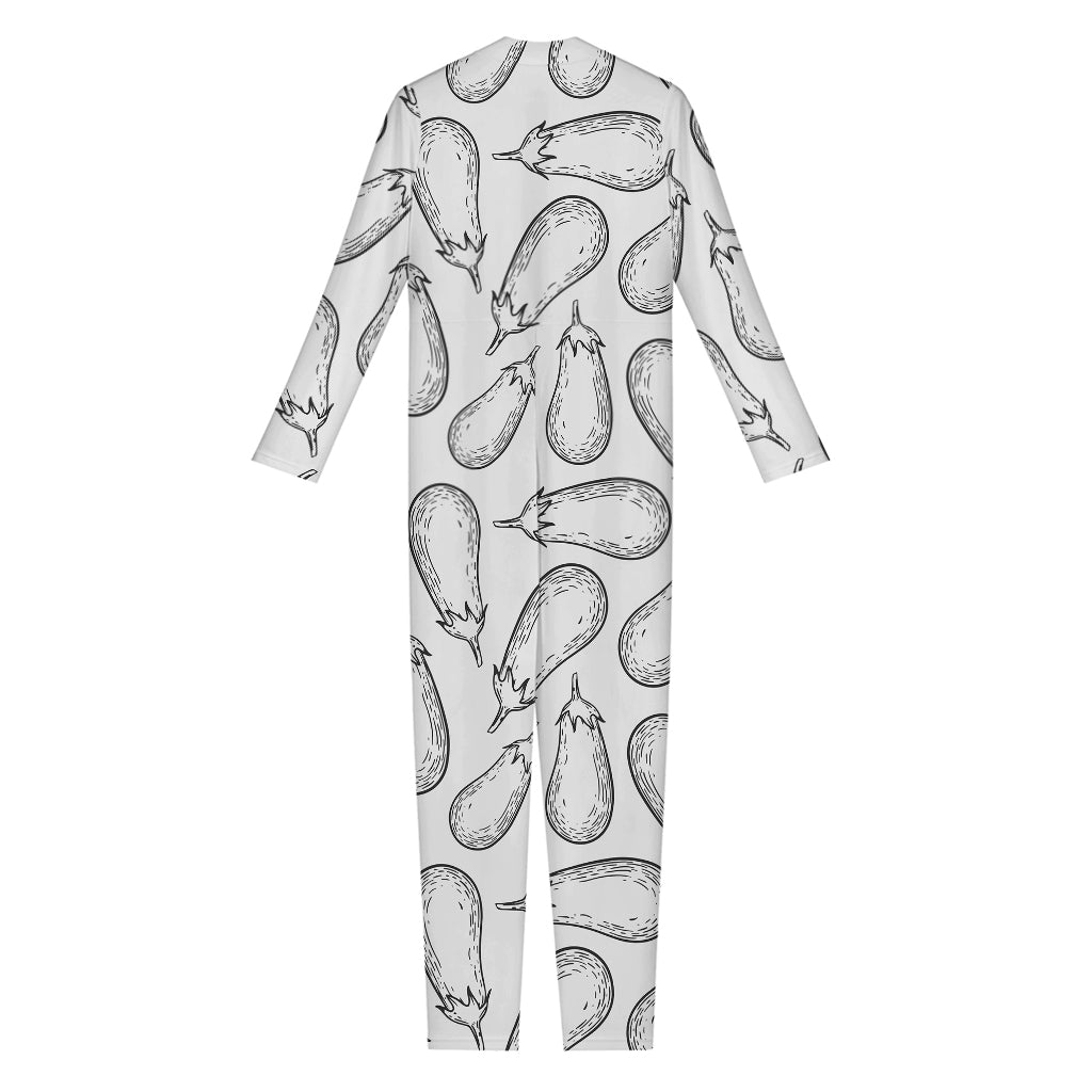 White Eggplant Drawing Print Jumpsuit – GearFrost