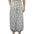 White Eggplant Drawing Print Lantern Pants