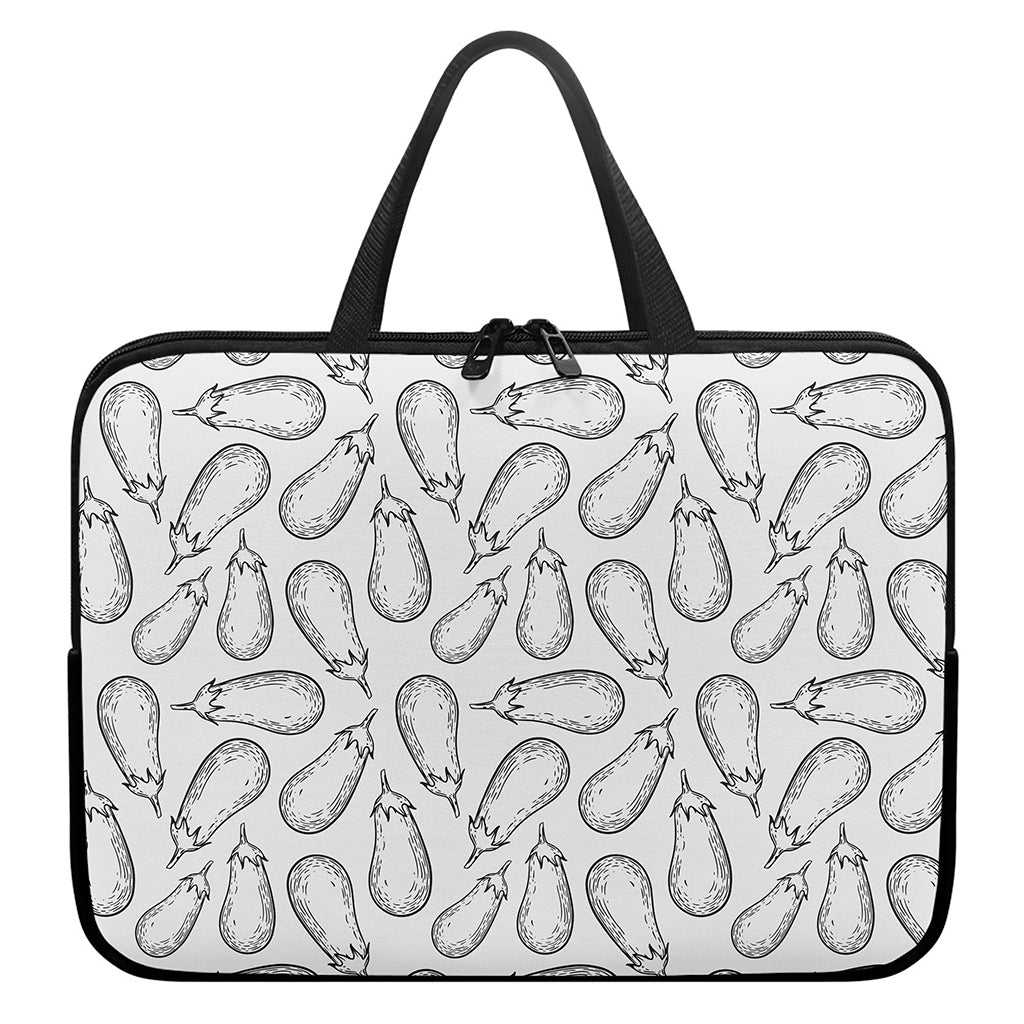White Eggplant Drawing Print Laptop Sleeve With Handle