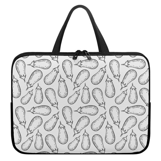 White Eggplant Drawing Print Laptop Sleeve With Handle