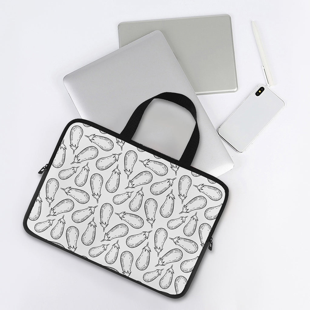 White Eggplant Drawing Print Laptop Sleeve With Handle