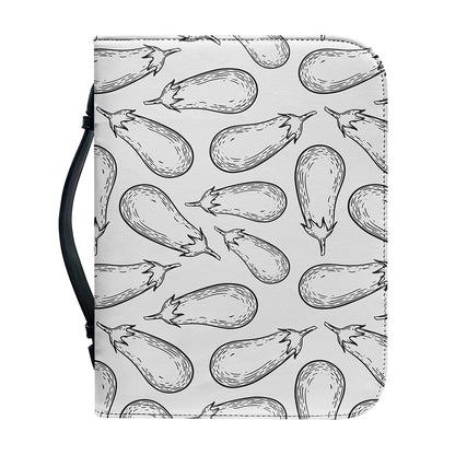 White Eggplant Drawing Print Leather Bible Cover