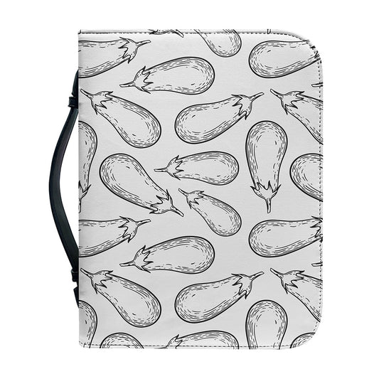 White Eggplant Drawing Print Leather Bible Cover