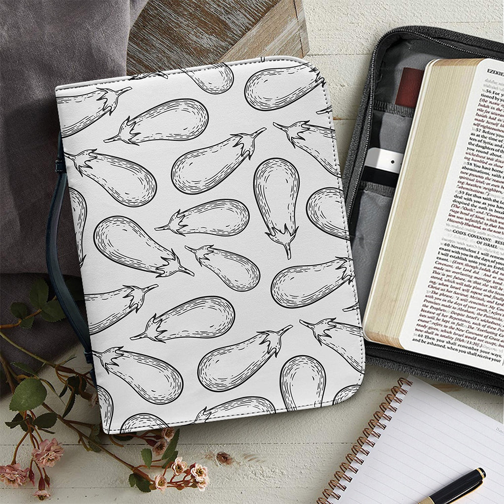 White Eggplant Drawing Print Leather Bible Cover