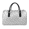 White Eggplant Drawing Print Leather Duffel Bag
