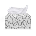 White Eggplant Drawing Print Leather Tissue Box Cover