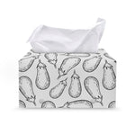 White Eggplant Drawing Print Leather Tissue Box Cover