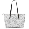 White Eggplant Drawing Print Leather Tote Bag With Zipper