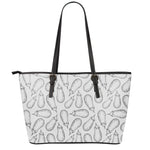 White Eggplant Drawing Print Leather Tote Bag