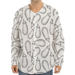 White Eggplant Drawing Print Long Sleeve Baseball Jersey