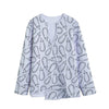 White Eggplant Drawing Print Long Sleeve Short Coat