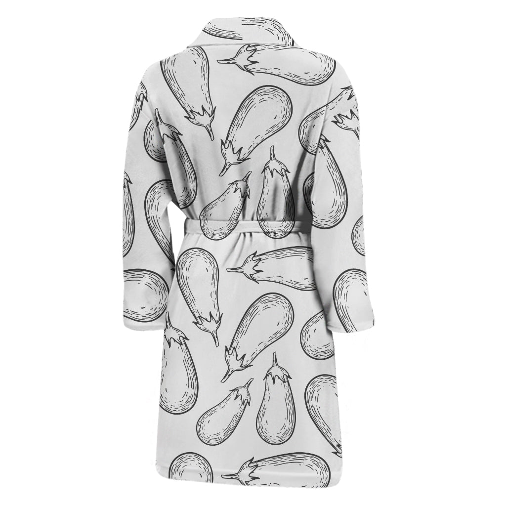 White Eggplant Drawing Print Men's Bathrobe
