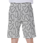 White Eggplant Drawing Print Men's Beach Shorts