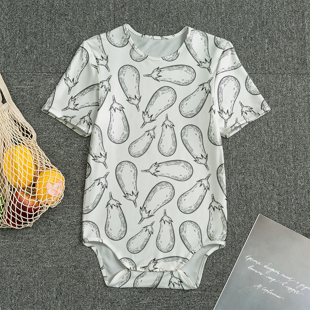 White Eggplant Drawing Print Men's Bodysuit