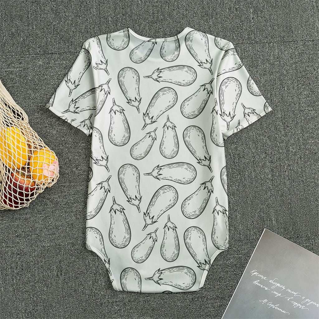 White Eggplant Drawing Print Men's Bodysuit