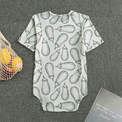 White Eggplant Drawing Print Men's Bodysuit