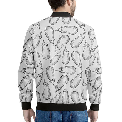 White Eggplant Drawing Print Men's Bomber Jacket