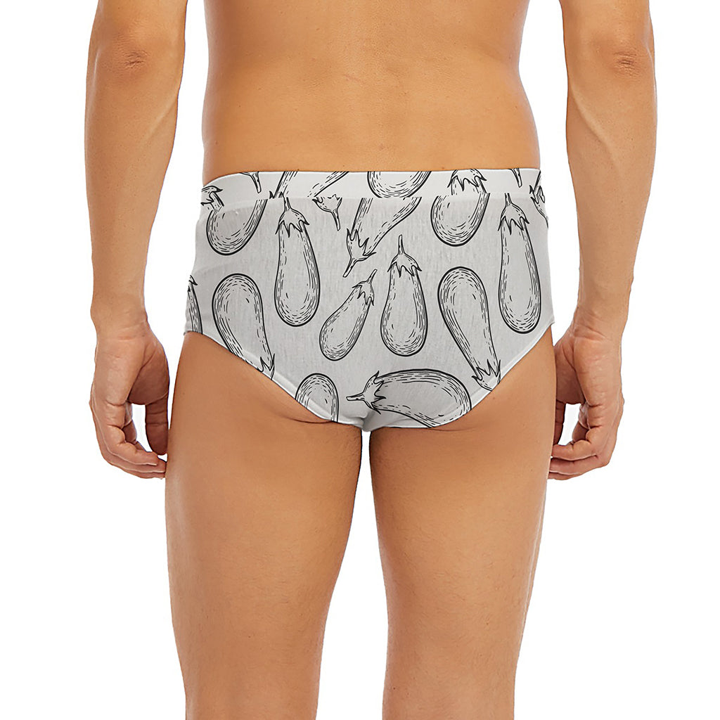 White Eggplant Drawing Print Men's Briefs