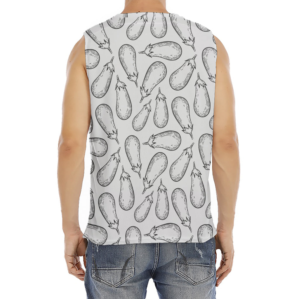 White Eggplant Drawing Print Men's Fitness Tank Top