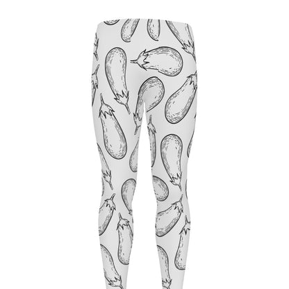 White Eggplant Drawing Print Men's leggings
