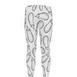 White Eggplant Drawing Print Men's leggings